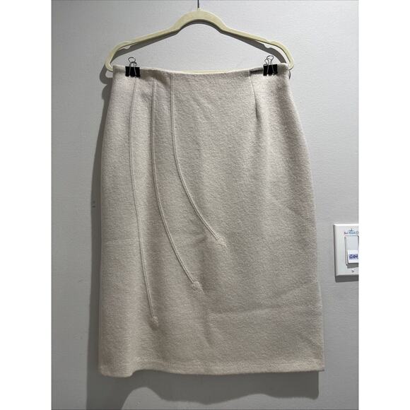 Geiger Skirt Womens Sz 42 Ivory Cream Superlight Boiled Wool Side Slit NWT - Picture 1 of 15
